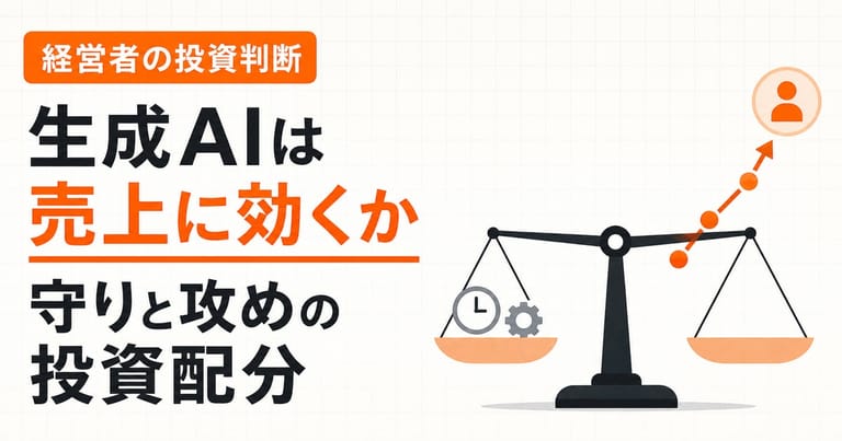 生成AI投資を守りと攻めに配分する判断軸を示した記事のサムネイル画像